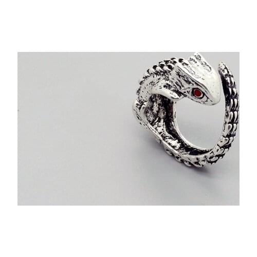 1PC Punk Red Eye Lizard Open Ring For Men Women Vintage Hiphop Metal Carving Animals Male Ring Party Jewelry Gift E261