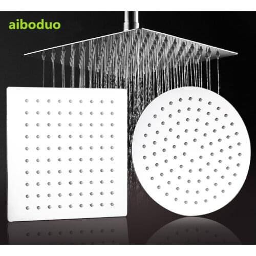 Chrome Waterfall Shower Heads Bathroom Shower Accessories 12 Inch Stainless Steel Ultra-thin Rainfall Shower Head Square/Round