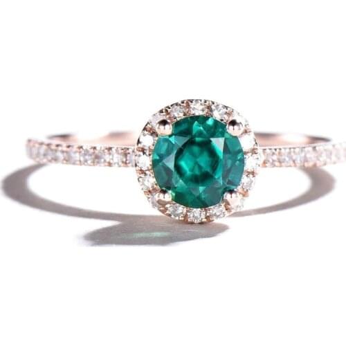 Fashion Green Stone Engagement Ring for Women Rose Gold Zircon Bridal Wedding Rings Fashion Jewelry Party Gifts
