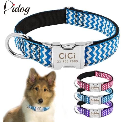 Nylon Dog Collar Personazlied Customized Dog ID Tag Collar Free Engraving Name And Phone Number For Medium Large Dogs