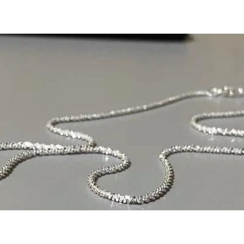 925 Sterling Silver Shinny Choker Necklace 2021 New Trend Italian Jewelry Sparkling Clavicle Chain Plain Short Fashion Chain