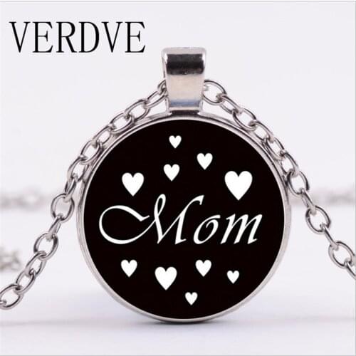 VERDVE Mothers Day Gift Time Gem Glass Pendant Necklace Europe and America Hot Mom MOM Necklace Jewelry