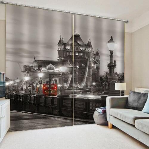 Custom grey building curtains 3D Window Curtain For Living Room office Bedroom Drapes Cortinas