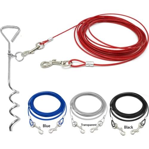 3M 5M 10M Dog Tie-Out Cable Heavy Duty Dogs Chain Leashes Outdoor Lead Belt for Small Medium Large Dogs Camping Training