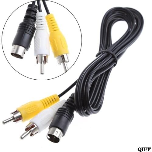 Drop Ship&Wholesale Black 1.5M/5FT Audio Video AV Stereo Composite Adapter Cable For SEGA Genesis/MD APR28