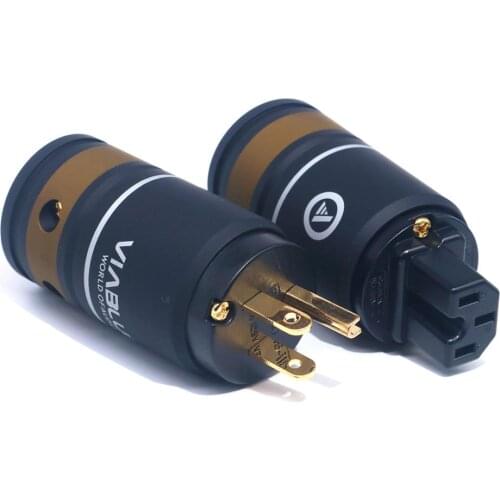 XSSH Rhodium Plated US EU AC IEC Power Connector DIY Audio High Performance Female Male 3 wire Grounding power plug