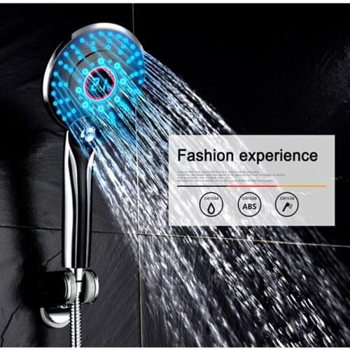 Free Shipping ABS Plastic Chrome handheld shower head,3-colors 2-setiing water Glow LED Light Temperature Shower head