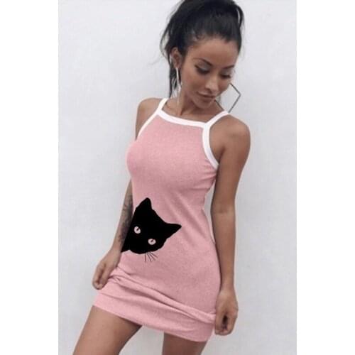 Sexy Nightie Sleepwear Cartoon Mouse Print Night Dress 2020 New Women Nightgown Slim Pack Hip Sleeveless Sleepshirts Nightdress