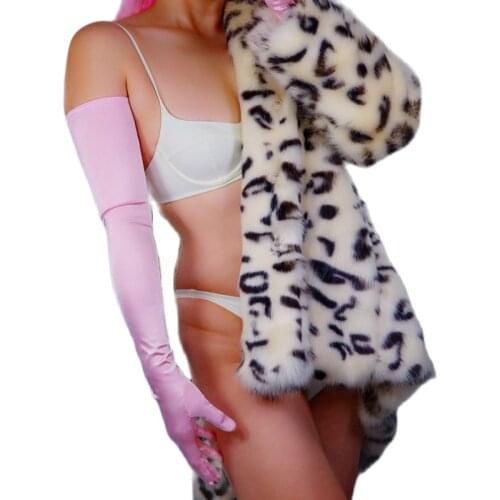 Silk Satin Gloves Female 70cm Elastic Mercerized Pearl Satin Pink Extra Long Anti-Sun Party Evening Women Gloves Marry WSG14