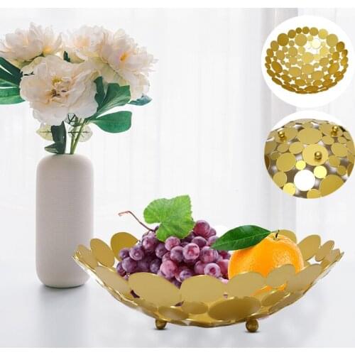 Nordic Disc Iron Desktop Fruit Plate Living Room Kitchen Snack Storage Basket Round Fruit Bowl