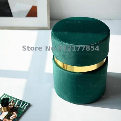 Modern Nordic Light Luxury Round Stool Ins Net Red Footstool Shoe Changing Stool Fabric Dressing Sofa Stool Seat Pier