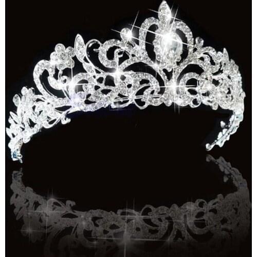 Bridal Princess Austrian Stunning Crystal Hair Tiara Wedding Crown Veil Headband