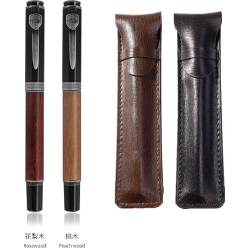 Vintage wood barrel Fountain pen Stainless steel Fine tip Jinhao ink pens Office finance school student 8802