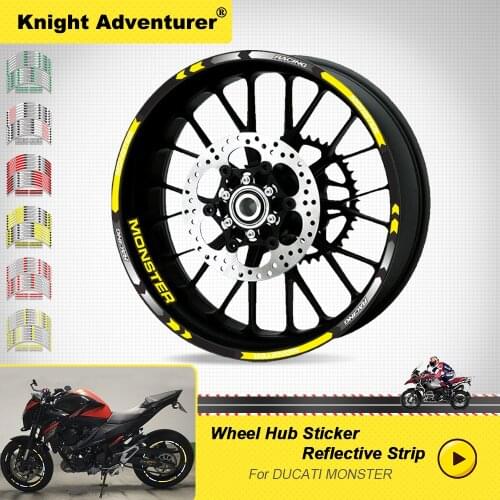 High Quality 12 X Thick Edge Outer Rim Sticker Stripe Wheel Decals FIT all DUCATI MONSTER 695 696 795 796 1100 1100S 797 821