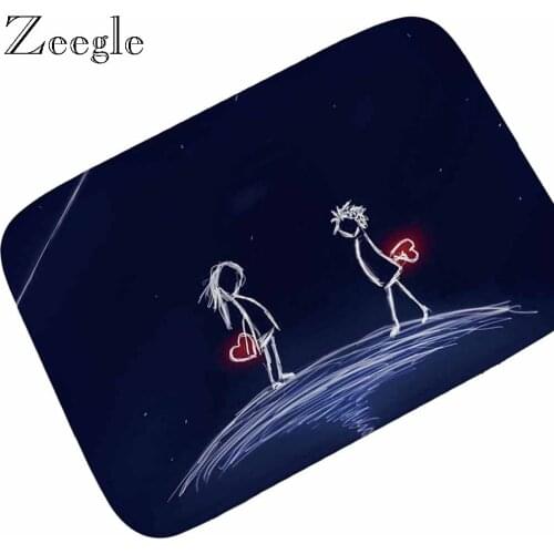 Zeegle Welcome Mats Flannel Entrance Doormat Outdoor Rugs Non-slip Floor Mat Bathroom Carpet Hallway Rug Kitchen Area Rugs