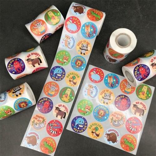 New 16 Patterns Cute Cartoon Farm Animal Reward Stickers 1.5''/38mm for Motivational Labels Childrens Toys Decor Stickers