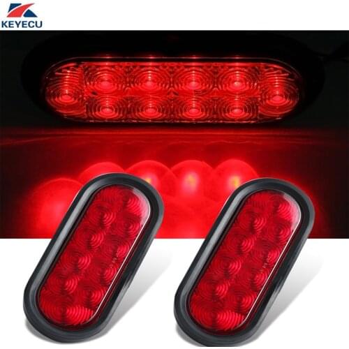 KEYECU 2X Red 10 LED Truck Trailer Trail Bus 6" Side Marker Stop Brake Marker Tail LED Lights 12V