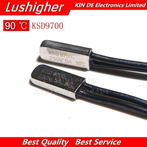 5pcs KSD9700 250V 5A 90 Degree Temperature Switch Bimetal Disc Normal Close Closed Thermostat Thermal