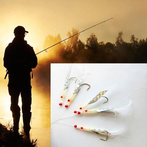 5 PCS Mackerel Feathers Bass Cod Lure Lures Sea Fishing Rigs Tackle Boat