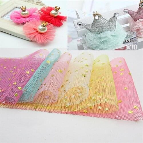 7.5cm *5m Straight Cut Star Point Mesh Gauze Strip Handmade Fower Material Foral Material Bow Hair Accessories DIY Ribbon