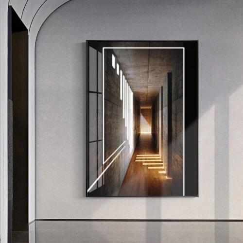 Abstract Space Light Building Gallery Geometry Canvas Prints Painting Poster Modern Wall Art Pictures for Home Living Room Decor