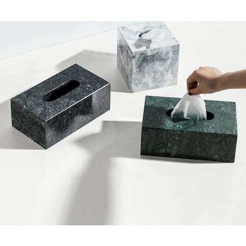 Car Storage Tissue Box Container Marble Nice Napkin Baby Wipes Case Retro Black Gift Porta Tovaglioli Home Storage BY50ZJ