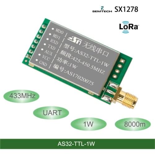 433MHz SX1278/SX1276 LORA Wireless Module 8000-meter Long Distance 1w lora Spread Spectrum Wirless Serial port UART transceiver