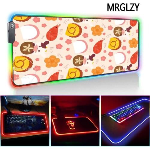 MRGLZY LED Light RGB XXL Big Mouse Pad Genshin Impact Cute Cartoon Pattern DeskMat PC Laptop Keyboard Gaming Accessories for LOL