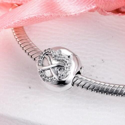 Infinity Heart Clip Charm Silver 925 Sterling Mothers Day Beads for jewelry Making fit Charms Bracelet DIY free shipping 02C019