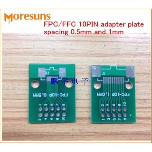 Fast Free Ship 20pcs/lot FPC10p pinboard FFC turn 2.54mm DIP TFT LCD socket 1mm 0.5mm spacing double-sided adapter plate