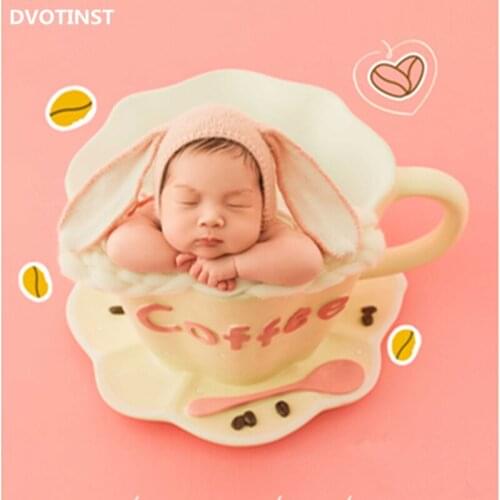 Dvotinst Newborn Photography Props for Baby Posing Cute Mini Coffee Cup Poser Fotografia Accessories Studio Shooting Photo Props