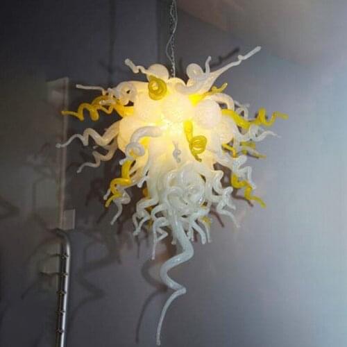 Modern Lemon Yellow White Chandeliers Creative Designer Art Glass Chandelier Light Blown Glass Chandelier Lightings for Home