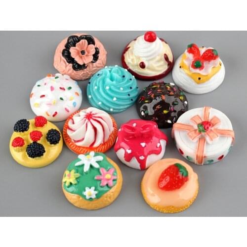 12pc Mini Cream Cake Miniature Dollhouse Ornament 3D Food Model Figurine Home Craft Decor Glass Decoration DIY Accessories