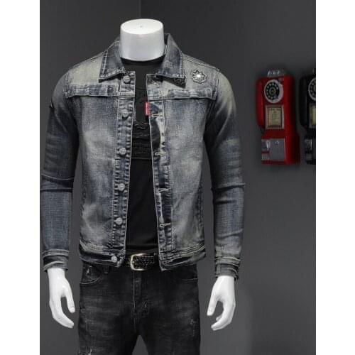 Retro Denim Jacket 2020 New European and American Men Elastic Jean Coat