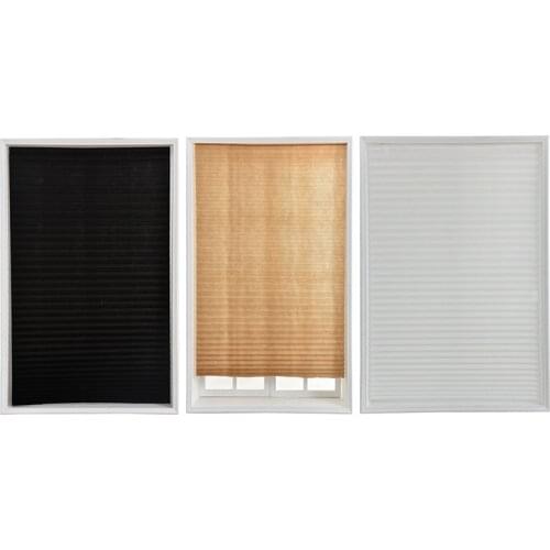 Soft Bedroom Blackout Curtains Cordless Light Filtering Pleated Fabric Shade Easy to Cut and Install