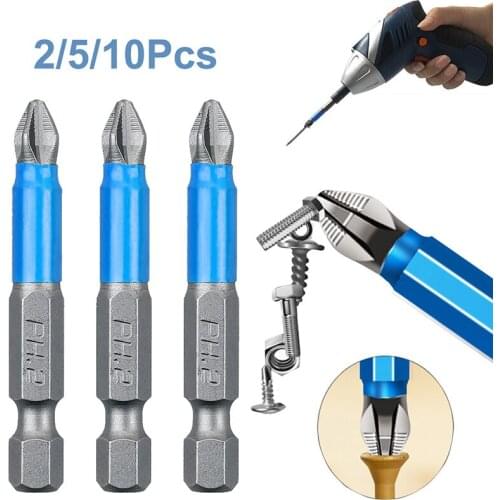 10/5/2Pcs Screwdriver Bits Set 50mm PH2 Anti-slip 1/4" Magnetic Hex Shank Fits Hand Electric Drill Driver Hand Tools Accessories