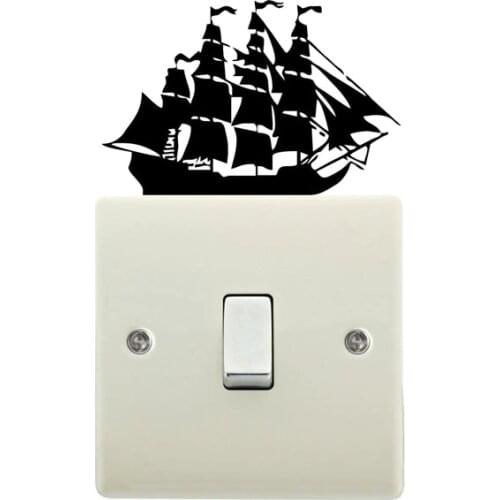 Old Pirate Sailing Boat Switch Wall Sticker Vinyl Decals Home Decor 4WS0138