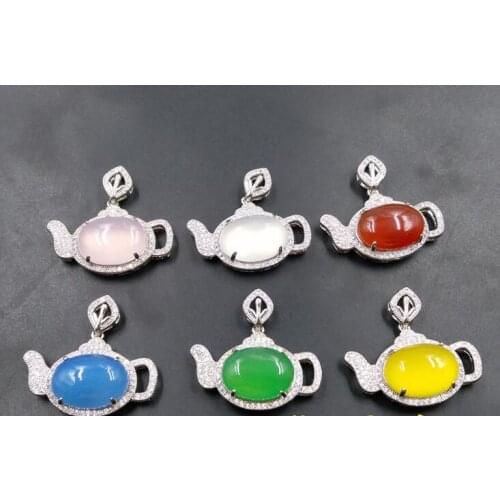 Natural authentic ice species jade pith Chalcedony agate a pot pendant inlaid jade pith small jug Pendant