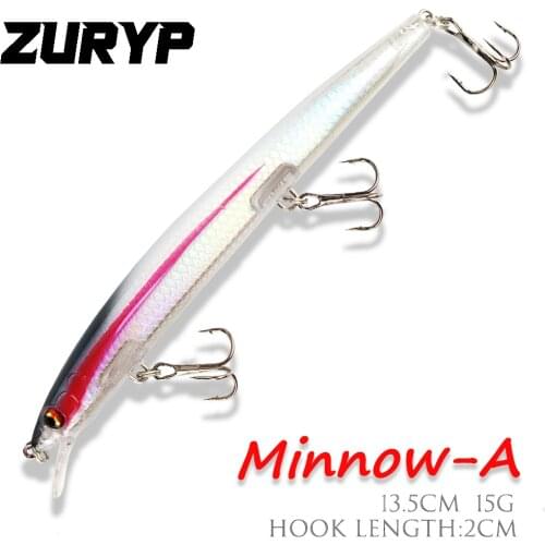 ZURYP 13.5cm 15g Minnow Simulation plastic bait Hard bait Fishing bait 10 color Wobblers for Pike tail spinning for Fishing