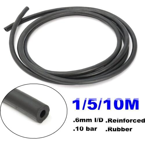 New 1m 5m 10m ID 6mm Rubber Reinforced Fuel Hose Tube Pipe Line Black for Petrol Oil for Diesel 10 bar