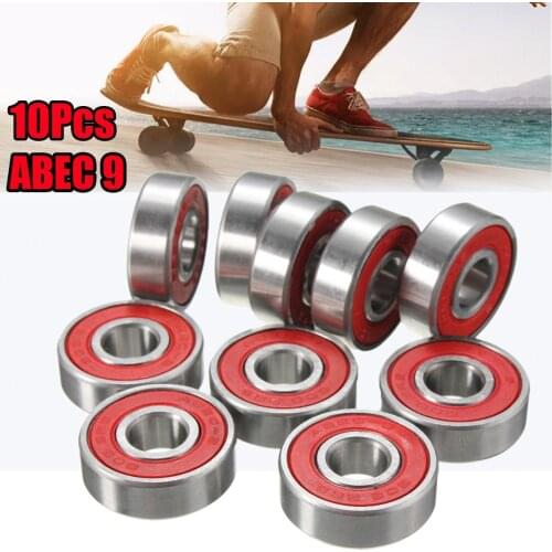 10x ABEC-9 608 2RS inline roller skates wheel bearing rust-proof skateboard wheel bearing red seal 8x22x7mm shaft