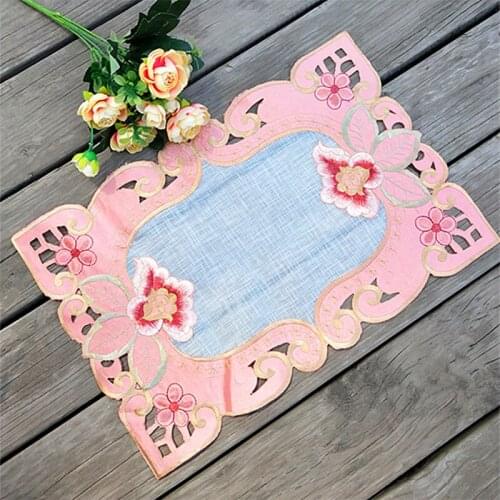 Luxury lace embroidery table place mat cloth coffee pad cup Christmas tea coaster dish placemat glass doily dining mug kitchen