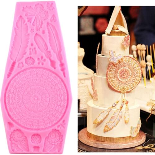 Feather Butterfly Lace Cake Border Silicone Molds Wedding Cupcake Fondant Cake Decorating Tools Chocolate Candy Clay Mould
