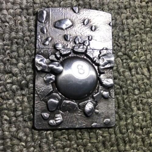 Creative 3D Rock Billiards Engraving Metal Badge DIY Lighter Accessories for ZP Zorro Kerosene Lighter Decoration Smoking Gadget