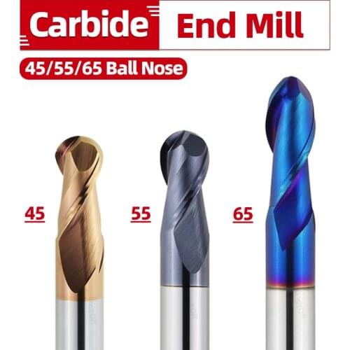 Tungsten Steel Ball Nose End Mill HRC45/55/65 CNC Lathe Machine Tools Curvy surface Milling Cutter Alloy End Mill Carbide Millin