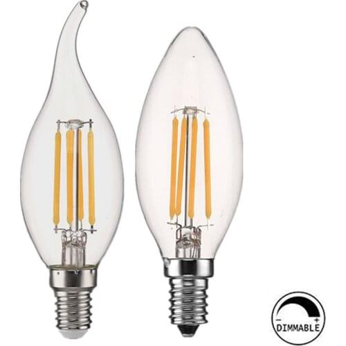 Vogliovoi Led Light Bulbs Dimmable LED Filament C35 Candle Bulb 2W 4W 6W E14 Bulbs Light High Bright Clear Glass Led Lamp
