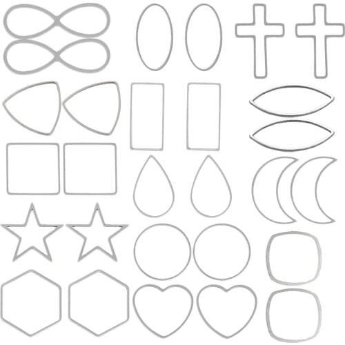 28/30pcs Stainless Steel Pendant Pressed Flower Resin Frame Mold Open Bezels Hollow Charm DIY Earring Necklace Jewelry Making