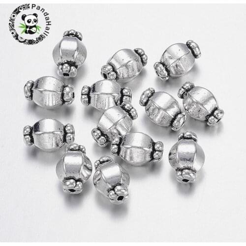 50pcs Tibetan Style Barrel Bead Spacers Loose Beads for Jewelry Making Lead Free & Nickel Free & Cadmium Free 10x7mm Hole: 1mm
