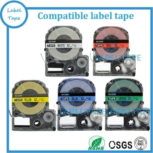 7PK mixed colors 12mm tape LC-4WBN, LC-4WLN, LC-4LBP, LC-4GBP, LC-4YBP,Black on White, Red, Blue, Green, Yellow, Clear and Gold