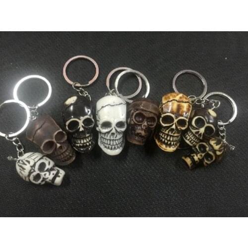 Free Shipping 8 pcs Heavy Demon Skull Mixed Color Gothic Style Accessories Keychain